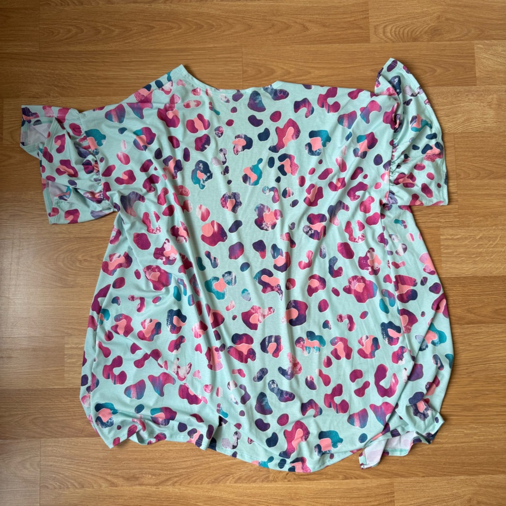 Colorful‎ Leopard Print Kimono Cardigan Heimish 3X - Picture 3 of 4